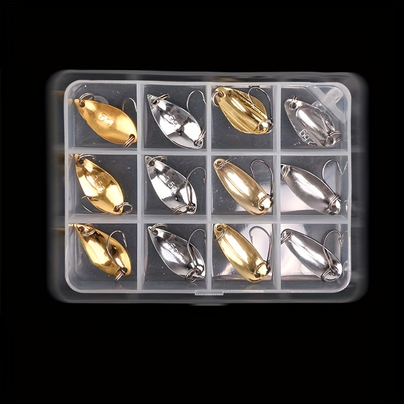 8Pcs/lot Fishing Metal Spoon Lure Kit Set Gold Silver Baits