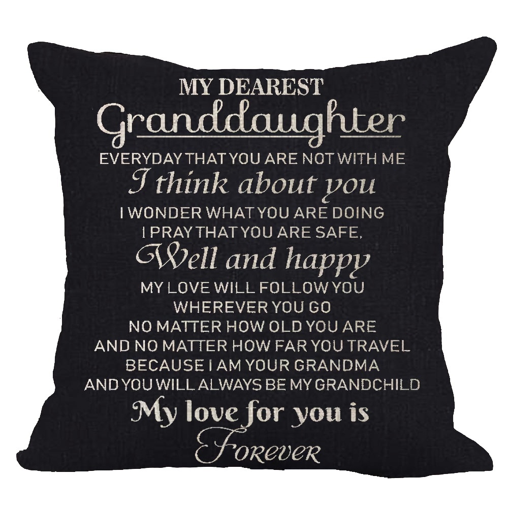 

1pc, Super Soft Short Plush Throw Pillow (18''x18''), Black Background My Granddaughter Love You Gift For Granddaughter, Pillow Cover, Home Decor, Room Decor, Bedroom Decor (cushion Is Not Included)