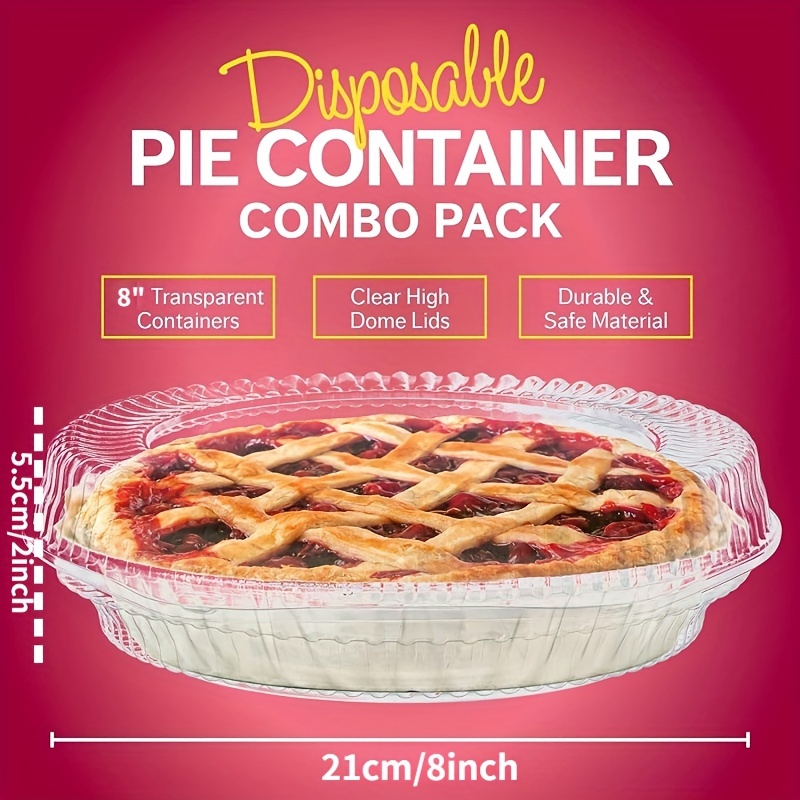 10PCS 8 Plastic Disposable Pie Containers With Hinged Locking Lids, Round  Pie Keepers, Pancake Box, Flan Cake Containers For Transport, Takeaway, Fo