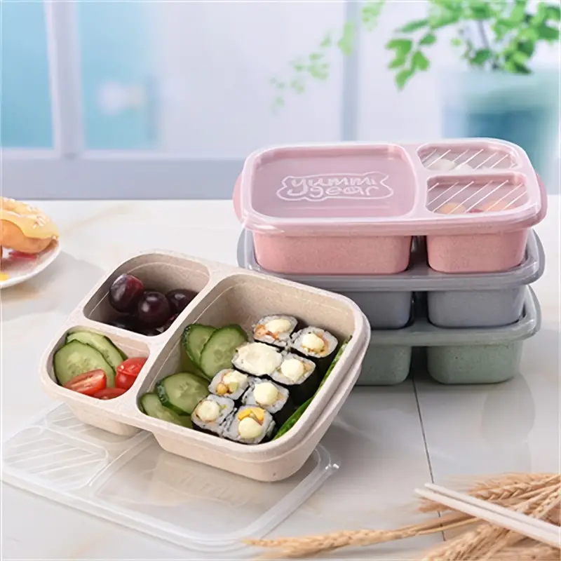 Microwave Lunch Box: Wheat Straw Boxes For Kids & Adults -  Compartmentalized Picnic Food & Fruit Storage! - Temu