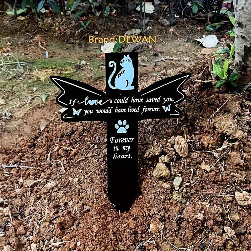  Estaca de placa conmemorativa personalizada, marcador de tumba  (plata/negro) : Patio, Césped y Jardín