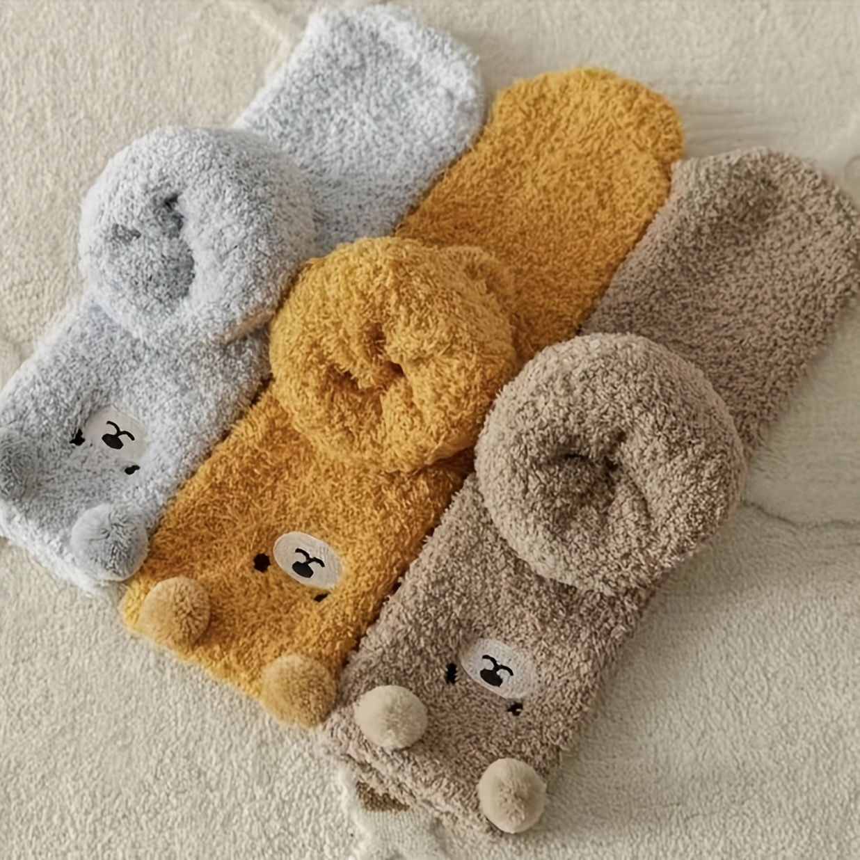 5pairs Women's Thickened Warm And Fuzzy Socks, Cute Color
