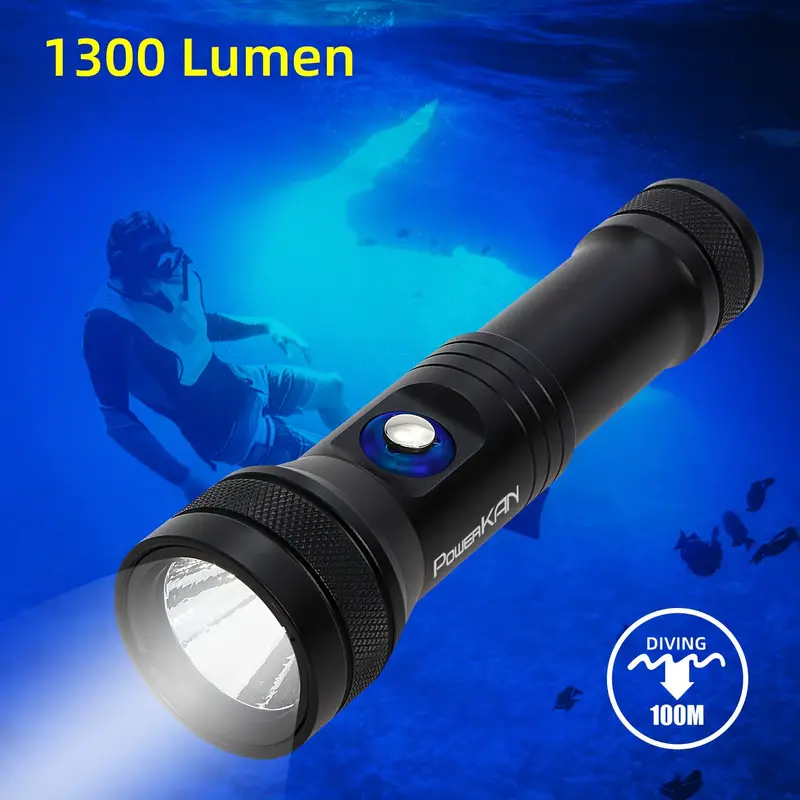 portable handheld flashlight, portable handheld flashlight submersible flashlight 1300 lumens waterproof to 100 meters underwater xpl hi led includes diving stand with rechargeable battery suitable for deep sea underwater outdoor leisure camping hiking details 0