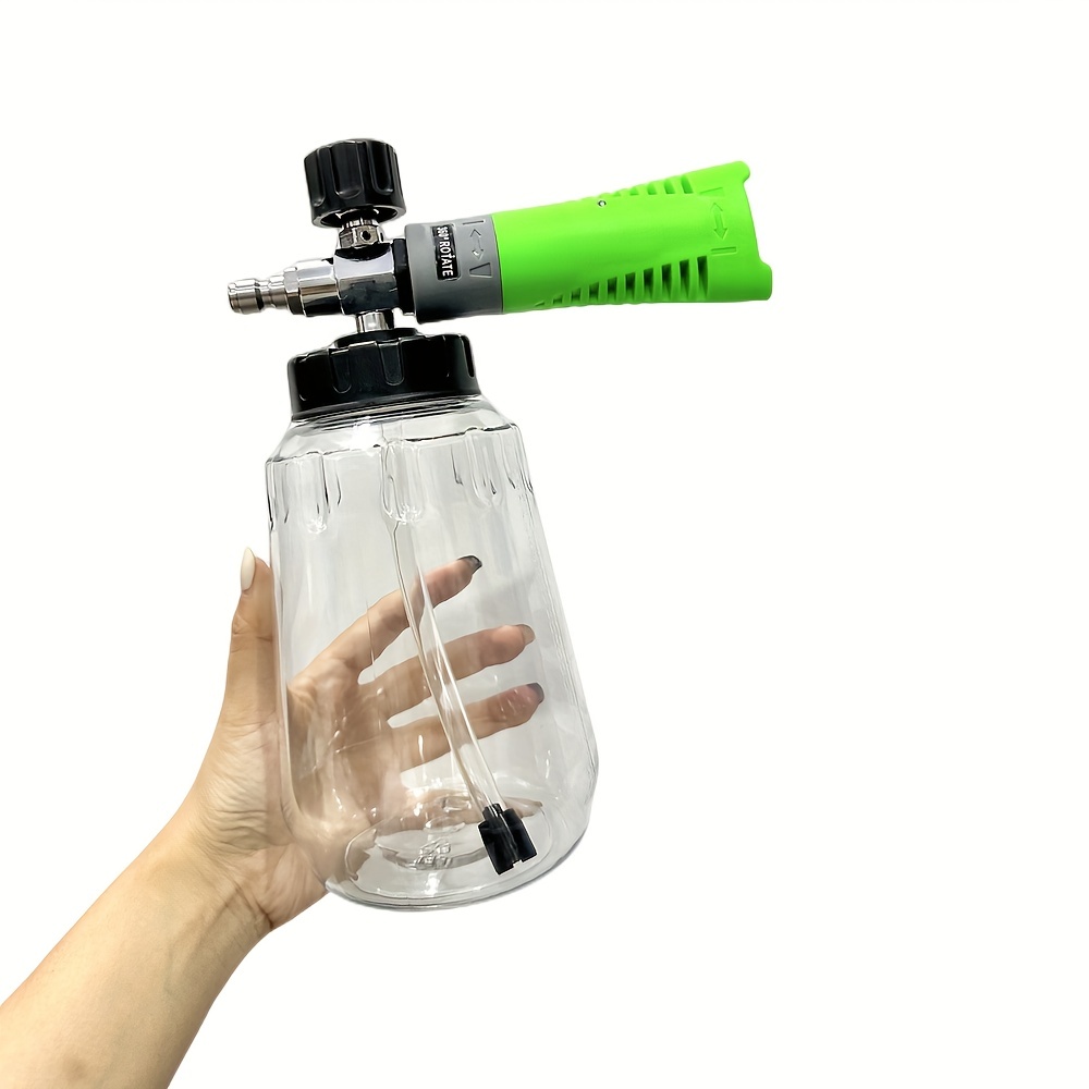 

1pc Green Foam Cannon / 1000ml Transparent Bottle Snow Foam Lance Kit, High Pressure Car Washer Accessory 1/4 Quick Connect & Adjustable Nozzle, Ideal For Daily Pressure Cleaning & Soap Generation