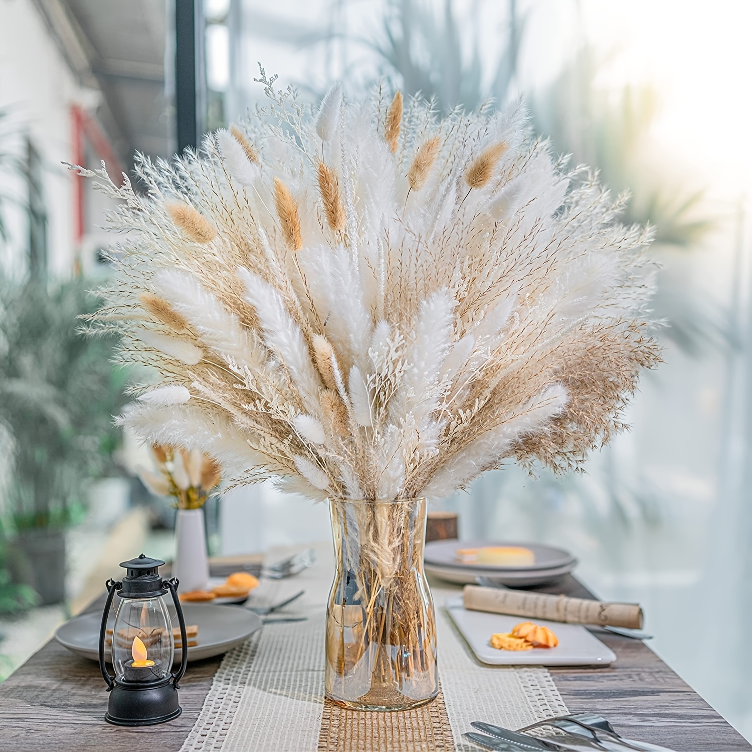 108pcs Natural Pampas Grass Decorations, Bohemian Home Decor, Mini Bunny  Tail Dried Flowers, Fluffy Wedding Bouquet, Table Centerpieces, Rustic  Party, Baby Shower Decoration