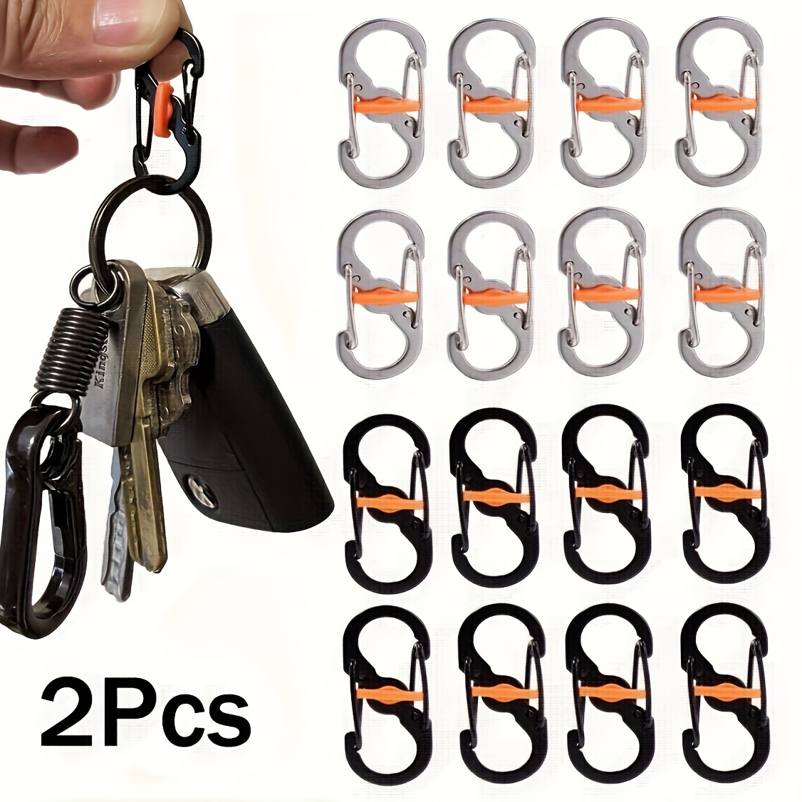 20pcs Durable Mini Carabiner Keychain For Keys And Camping Tools