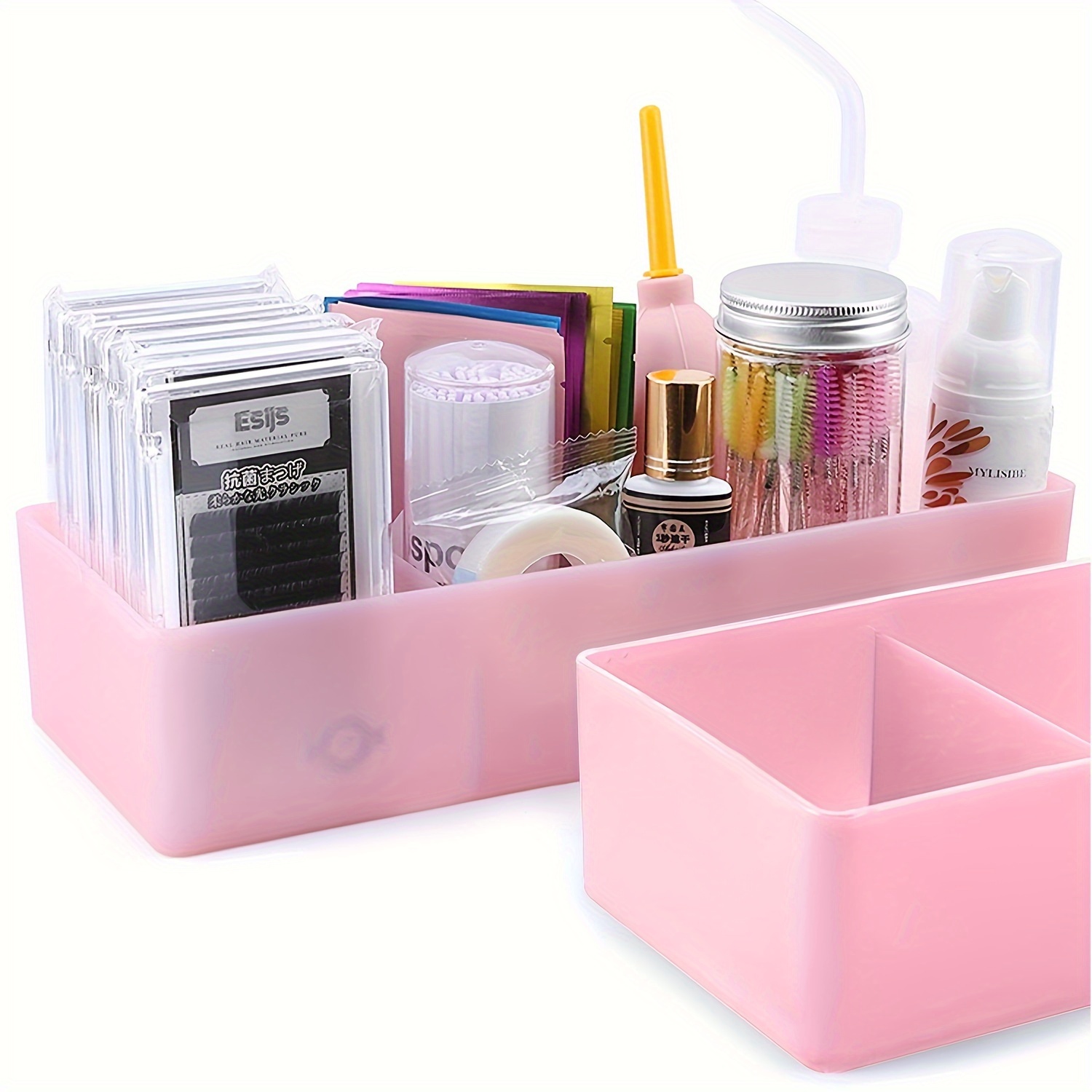 

Large False Eyelash Storage Box For Eyelash Extension Tool Tweezers Makeup & Lash Accessories Sorting Desktop Cosmetics Organizer