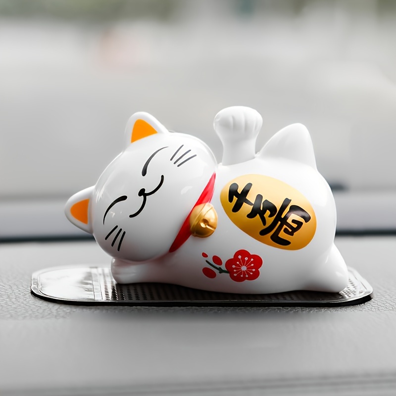 Décoration de tableau de bord de voiture de dessin animé, figurine de chat  en