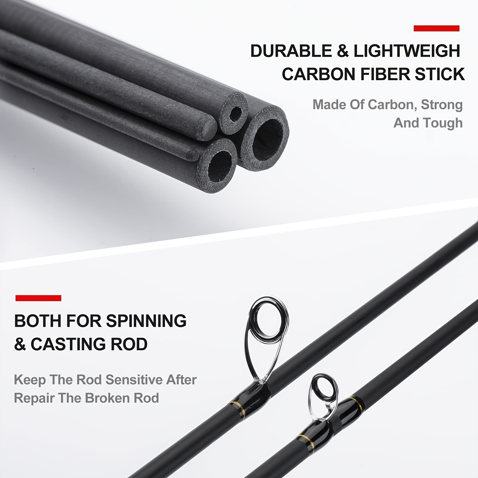Carbon Fiber Fishing Rod Repair Kit Fix Baitcasting - Temu