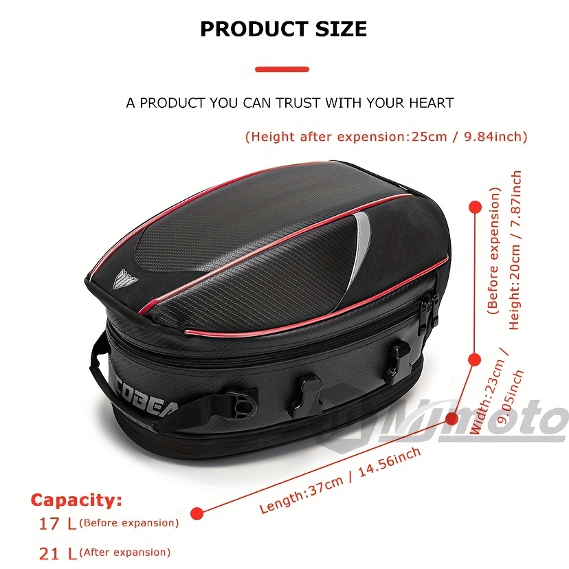 E-riding Motorcycle Tail Bag, Motorbike Saddlebags, Waterproof Rear Seat  Bike Backpack, Multifunctional Luggage Suitcase, PU Leather Sport Bags, 15