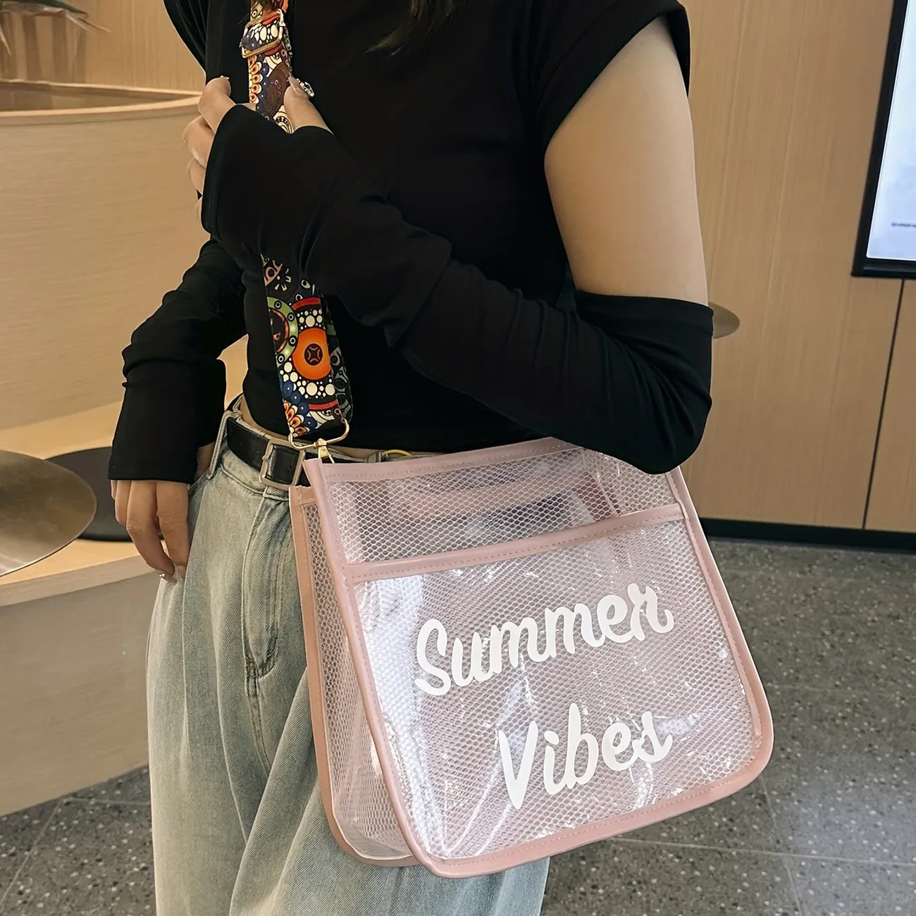 Women Girls Clear Crossbody Bag Small Transparent Shoulder Bag Satchel Bag  for Summer Daily Use