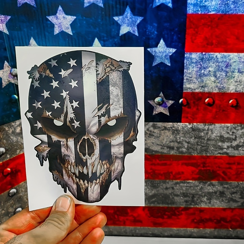 American Flag And Skull Car Vinyl Decals Motorcycles - Temu
