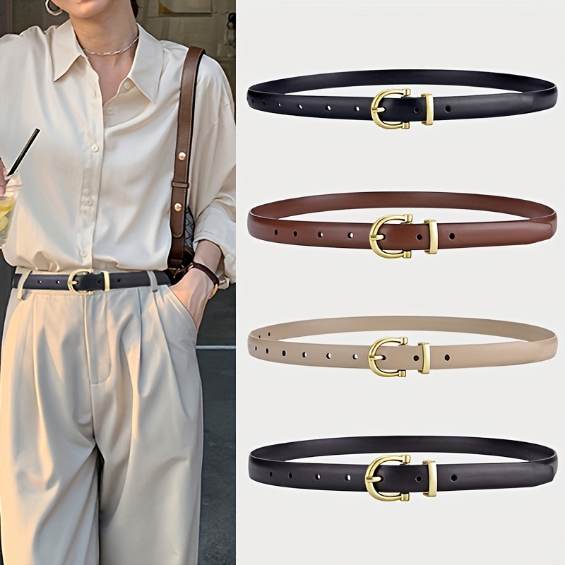 Vintage Women's Leather Belt Pin Half Round Buckle Cowhide - Temu