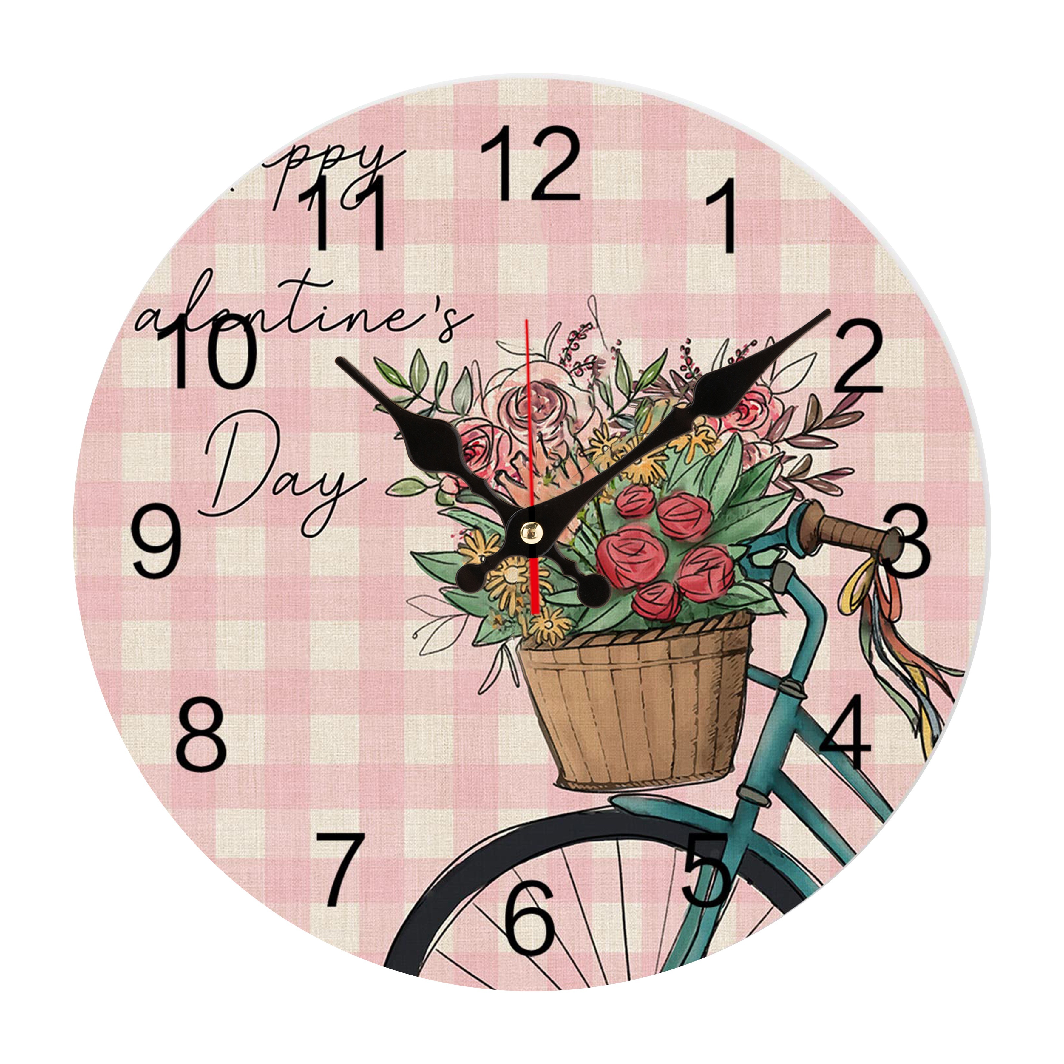 1 Reloj Bicicleta Rosa Reloj Pared Flores Día Madre Relojes - Temu