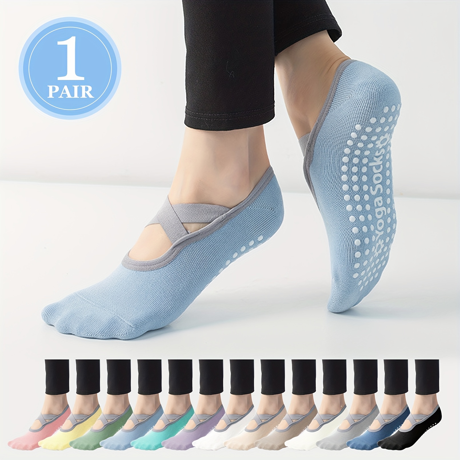 Non Slip Dance Socks Solid Color Criss Cross Strap Gripper - Temu