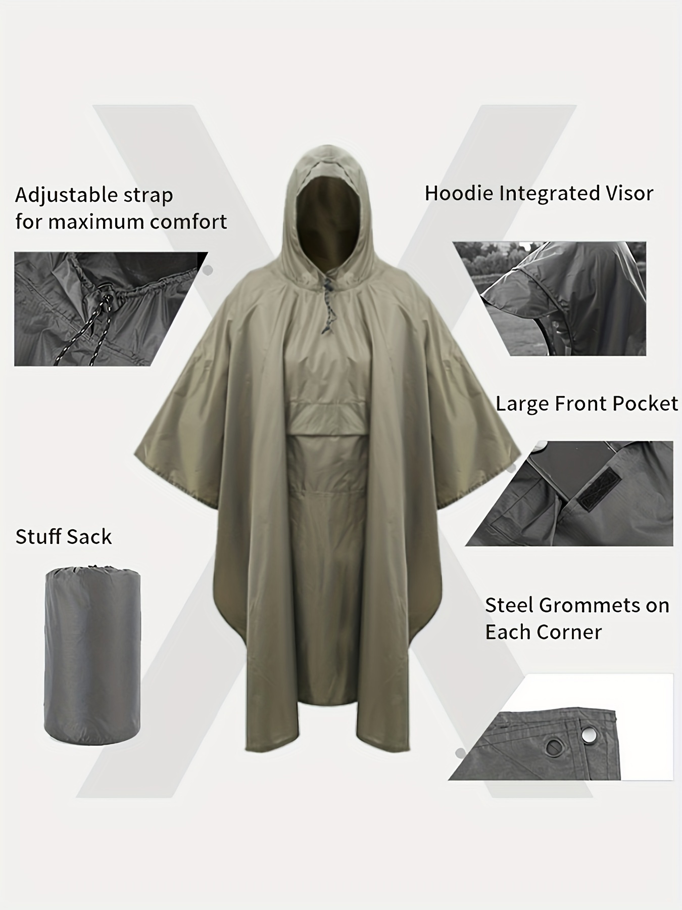 Multifunction Military Emergency Raincoat Poncho For Fishing