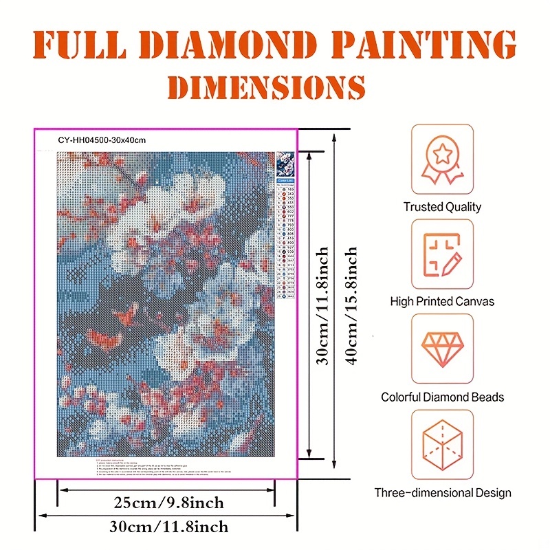 1pc 5d Diy Artificial Full Round Diamonds Painting Set For Adults Beginners  Frameless Flowers Pattern Diamonds Art For Home Wall Decoration And Gift