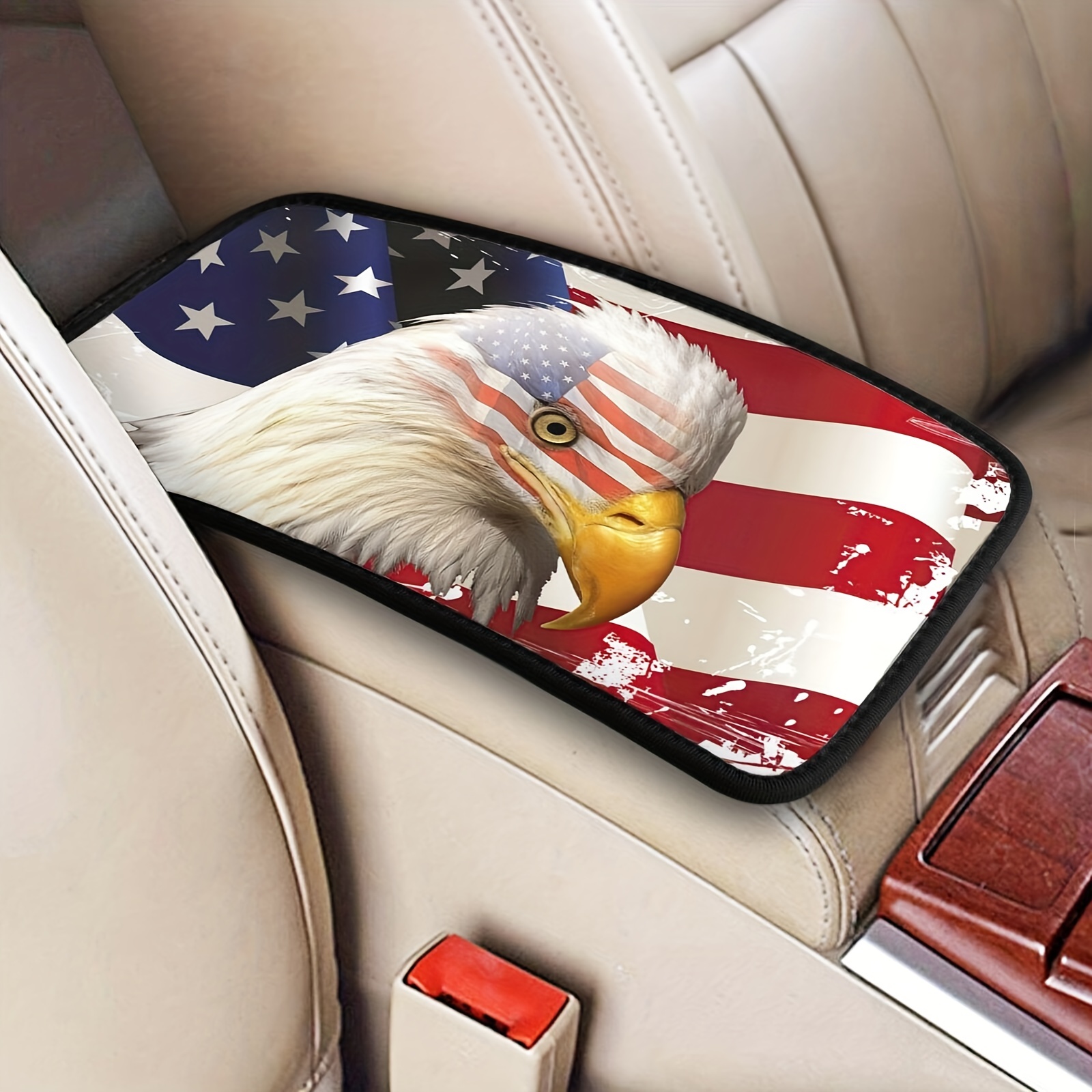 American Flag Banner Bald Eagle Car Center Console Pad, Armrest Storage Box  Pad, Car Seat Box Cover Protector, Car Interior Accessories Universal - Auto  - Temu Germany