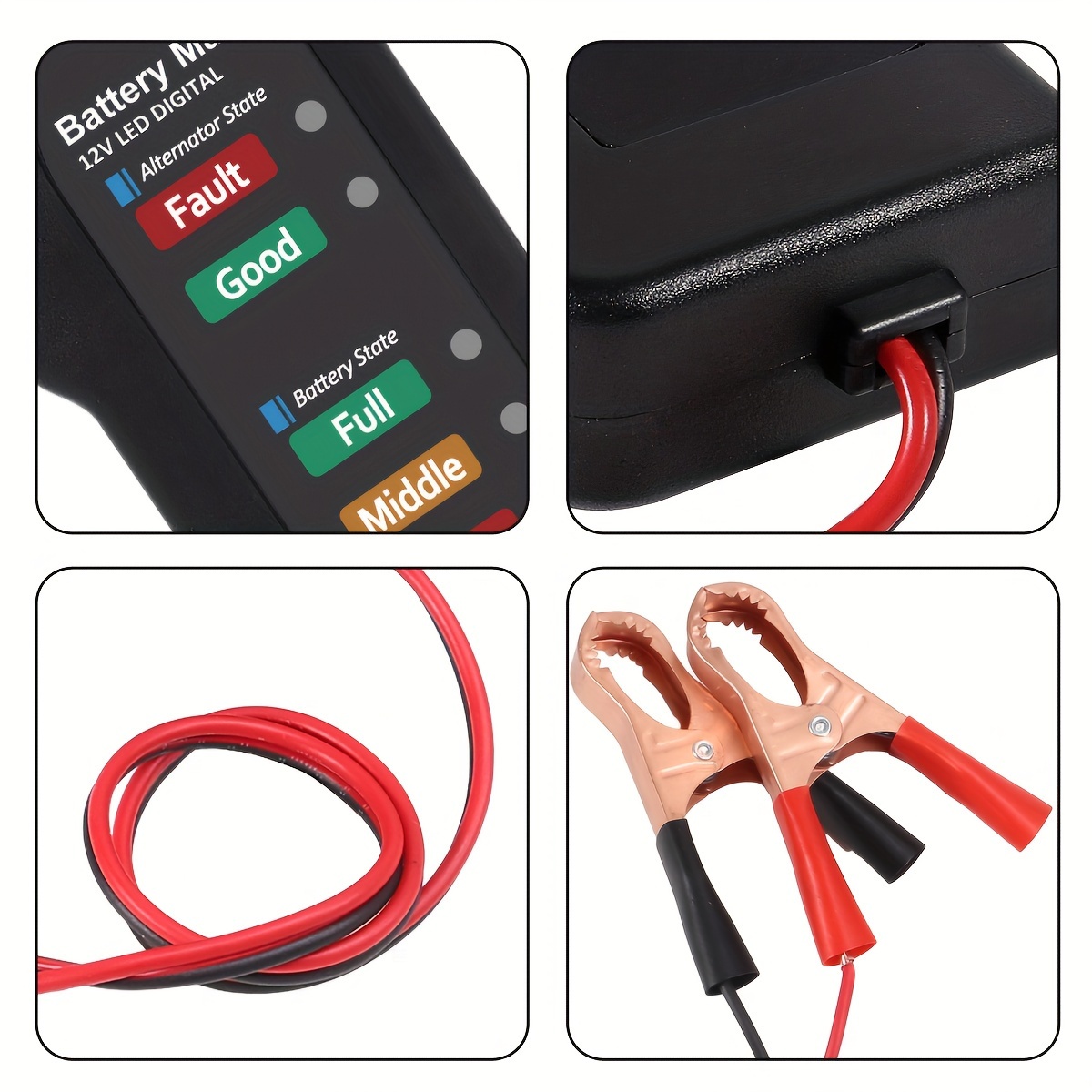 Universal 12V Car Fault Detector Battery Tester Digital Alternator Tester  Motorcycle Car Diagnostic Tool Auto Repair Essentials