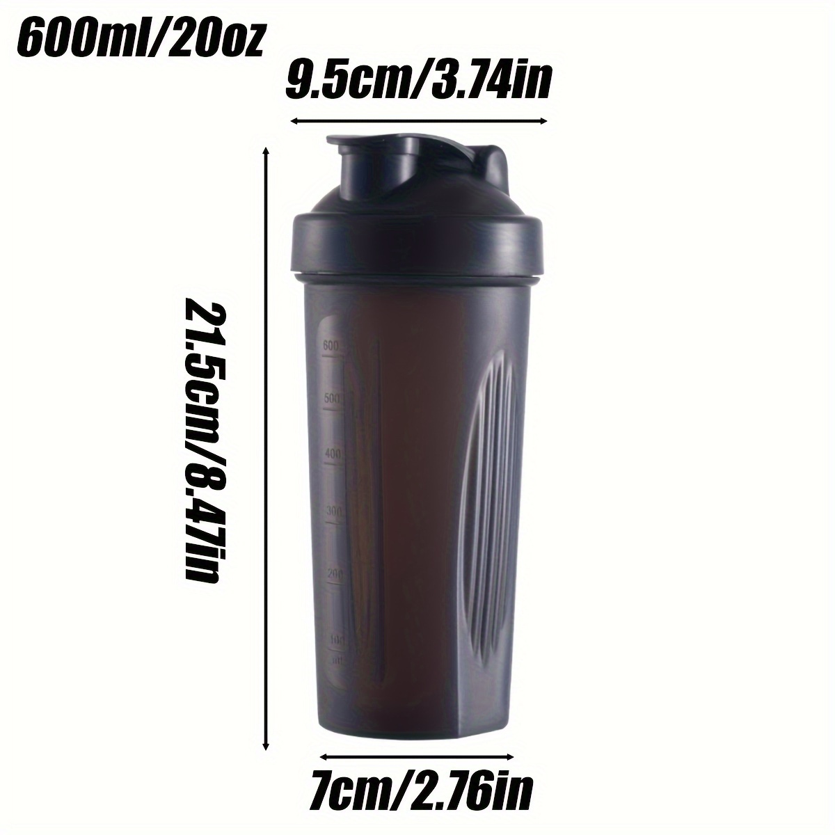 1pc 600ml Classic fitness cup milkshake cup protein powder shaker cup  mixing suitable for protein shakes and pre-workout with 10g stainless steel  shaker ball