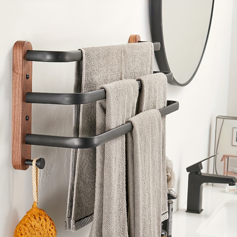 Toalleros para baño, soporte para toallas de baño montado en la pared con  estante de madera para toallas grandes, toallas pequeñas, toallas de mano