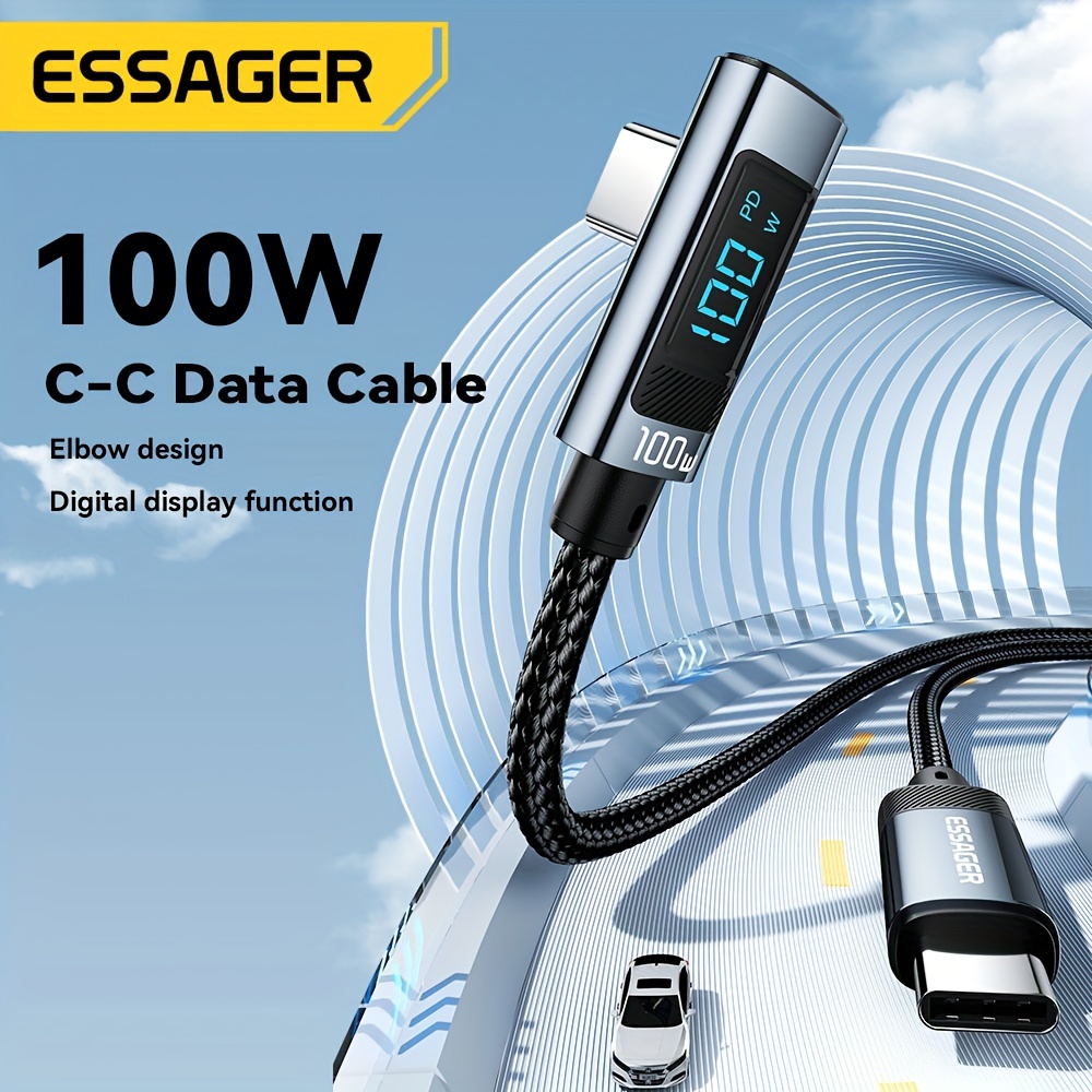 Essager 100w Usb Tipo C Usb C Cable Usb c Pd Cargador Carga - Temu
