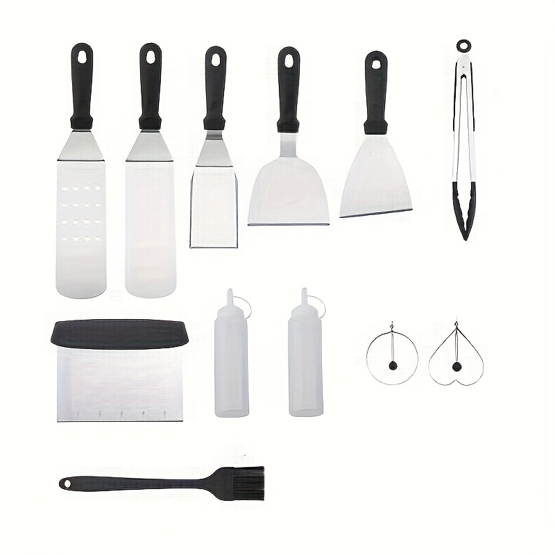 18PCS Griddle Accessories Kit, Flat Top Grill Accessories Set for  Blackstone and Camp Chef, Grill Spatula Set with Enlarged Spatulas, Basting  Cover