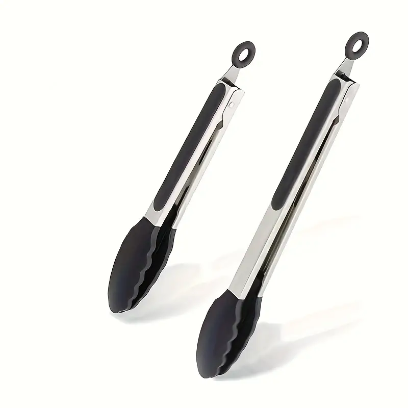 Kitchen Tongs With Silicone Tips - Stainless Steel Tongs For Cooking - And  Tongs With Silicone Rubber Grips, Small And Large - Metal Bbq Tongs With  Locking - Temu