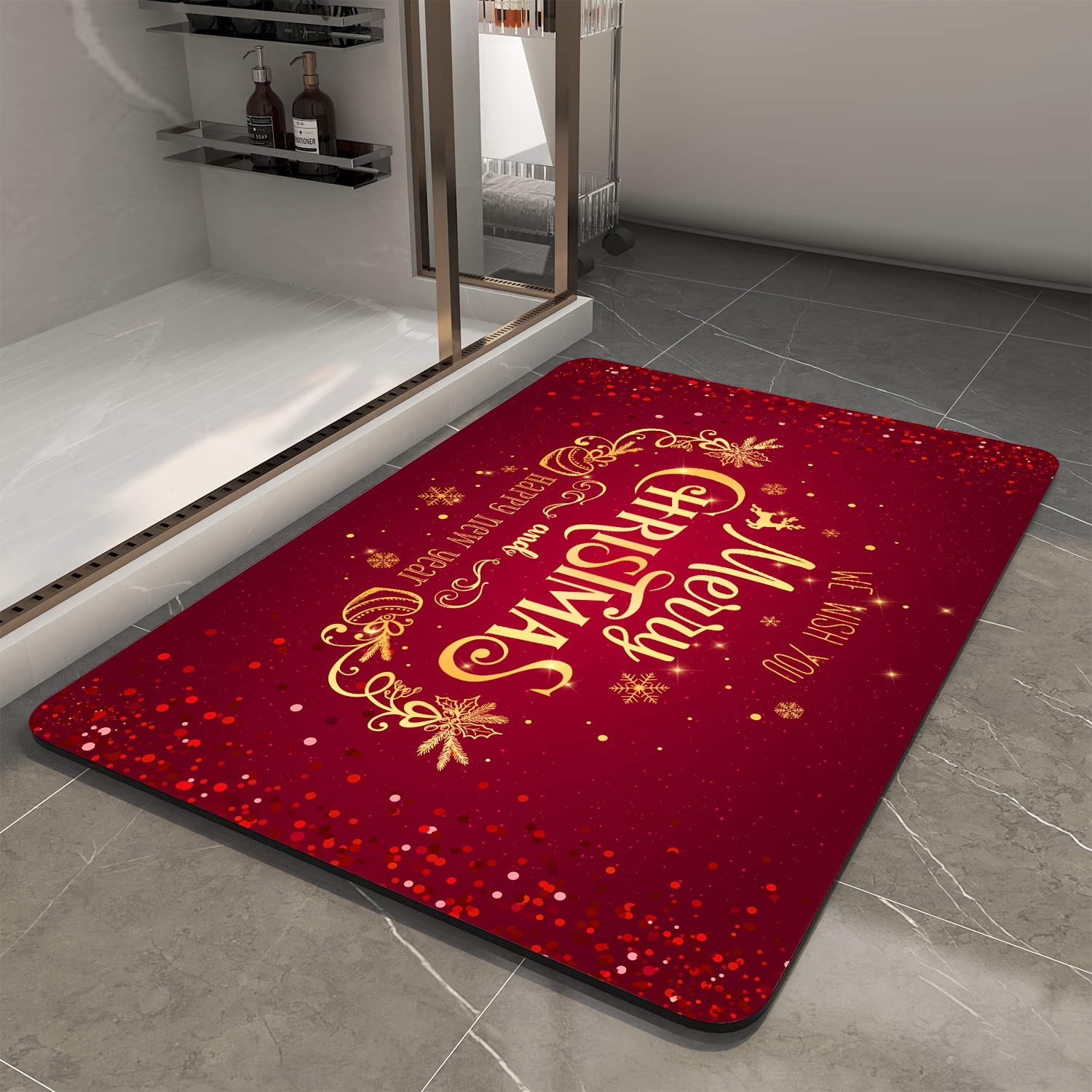 Christmas Themed Diatom Mud Doormat Non slip Waterproof And - Temu