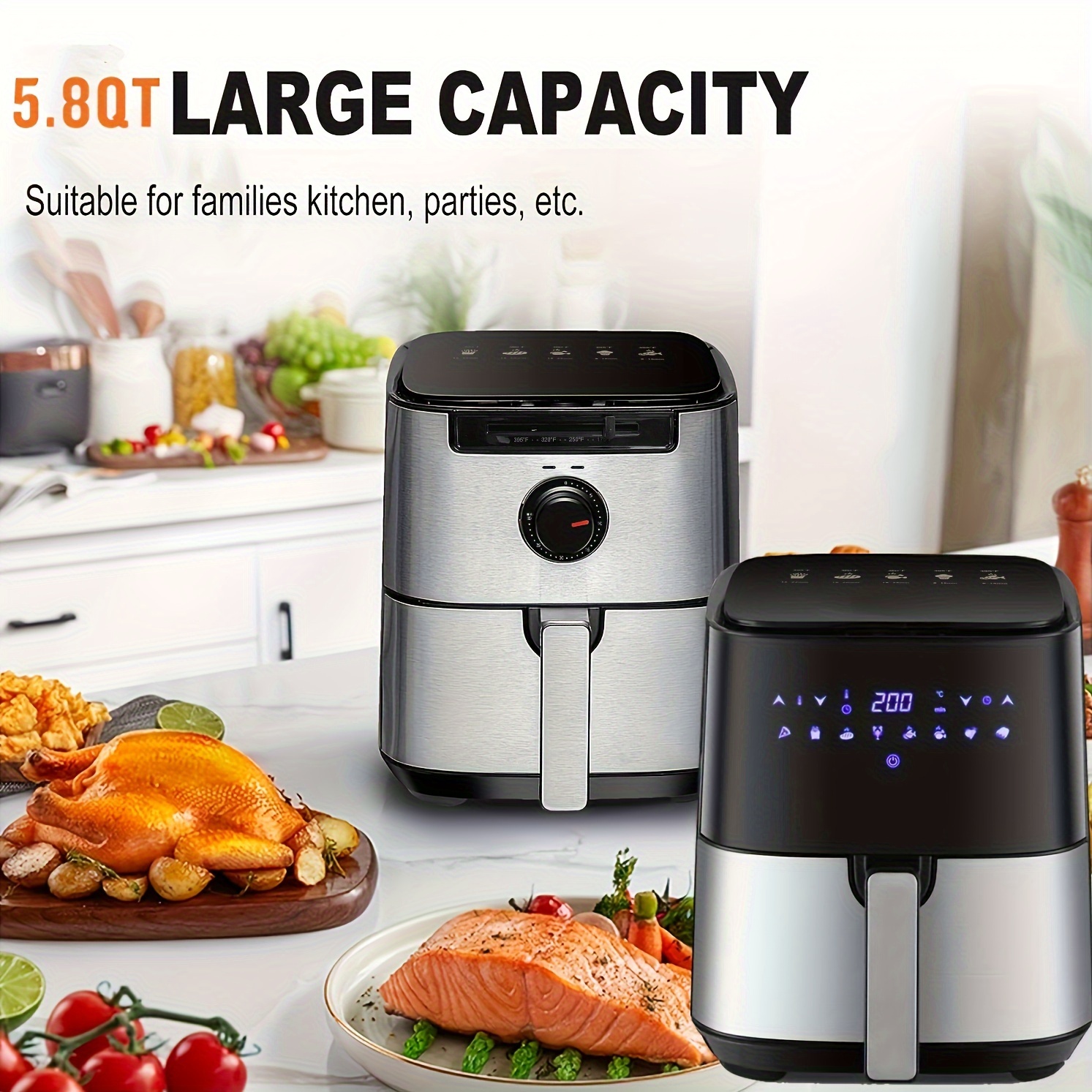 8L Smart Electric Air Fryer Large Capacity Automatic Household