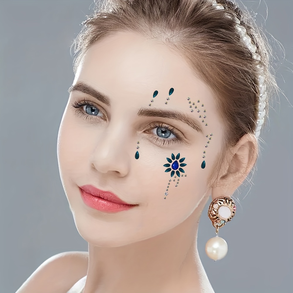 Women Face Crystal Face Jewels Glitter Rhinestone Bindi Temporary Face  Eyebrow Body Stickers For Rave Festival Party - Temu Denmark