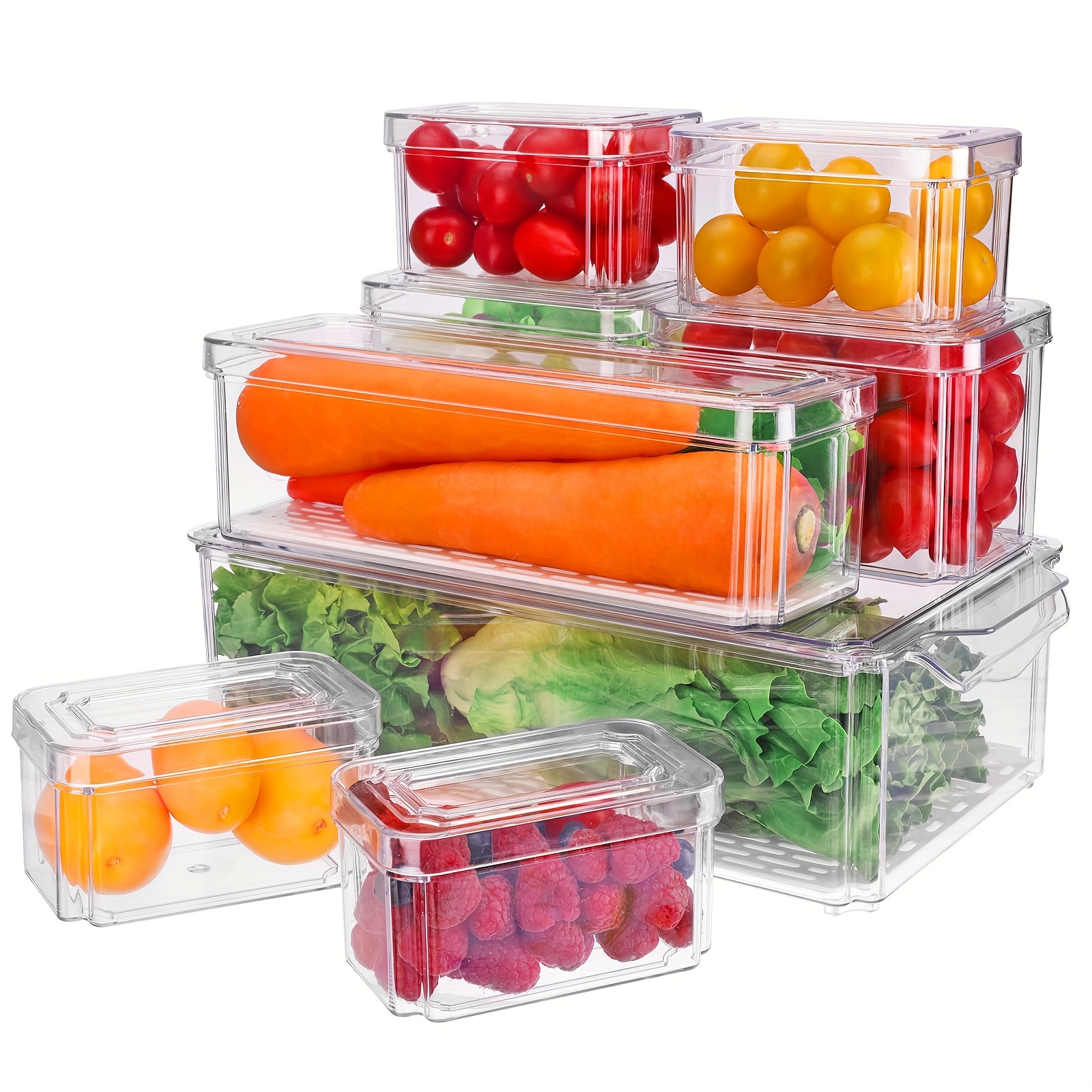 8pcs Set Refrigerator Storage Box, Mini Refrigerator Storage Box With Lid,  Multi-Size Fruit Container Suitable For Food, Vegetable And Beverage, Home