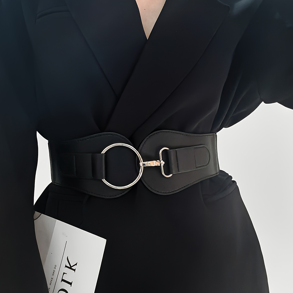 Xtinmee 4 Pcs Plus Size Waist Belts for Women for Dresses Wide Buckle  Stretchy Cinch Belt Vintage Chunky Elastic Black Dress Belt Women for Big  Girl