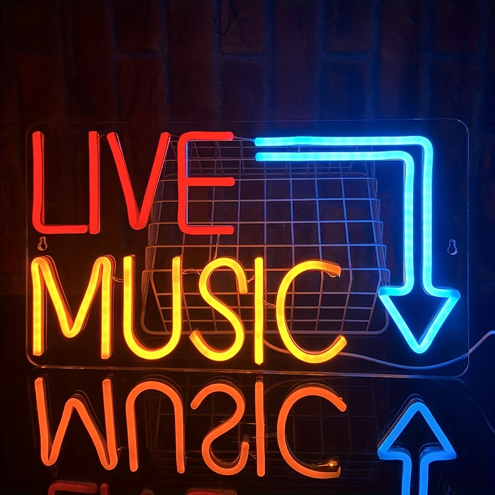 Live Music Neon Signs Custom Music Studio, Neon Signs Music Bar Decoration,  LED Sign, Lettering Bedroom Party Décoration murale avec ambiance musicale