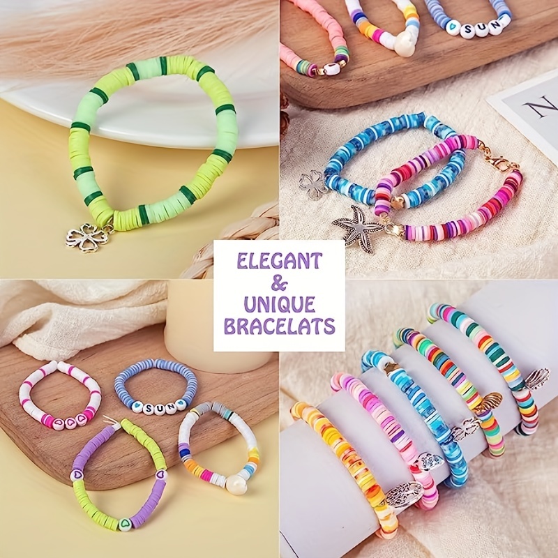 96 Colors Clay Beads Bracelet Making Kit Flat Round Polymer - Temu