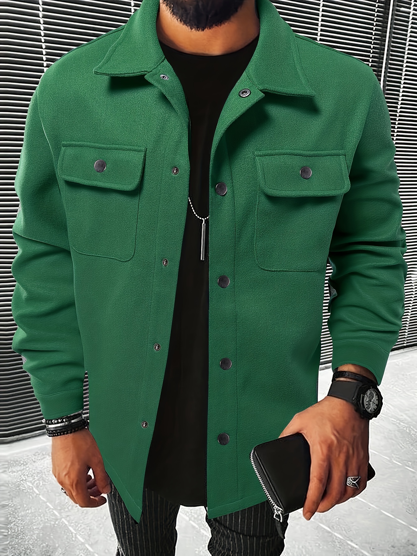  Jackets for Men Men Button Front Flap Pocket Overcoat