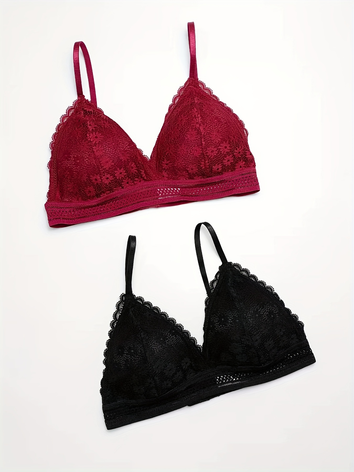 Floral Lace Wireless Bras Comfy Hollow Everyday Triangle Cup - Temu