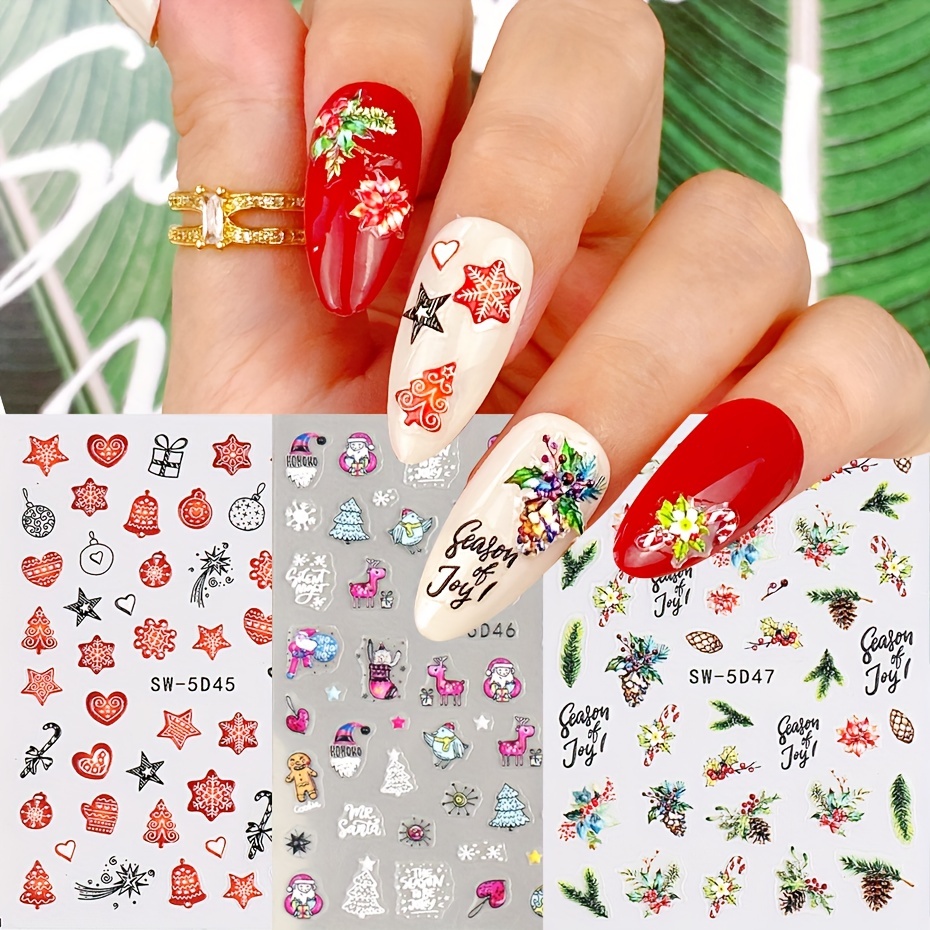 Christmas Nail Art santa Claus Snowflake Snowman - Temu