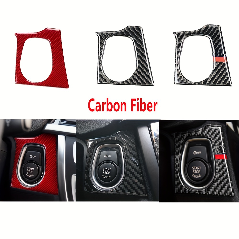 Carbon Fiber Auto Start Stop Motor Taste Abdeckung Aufkleber