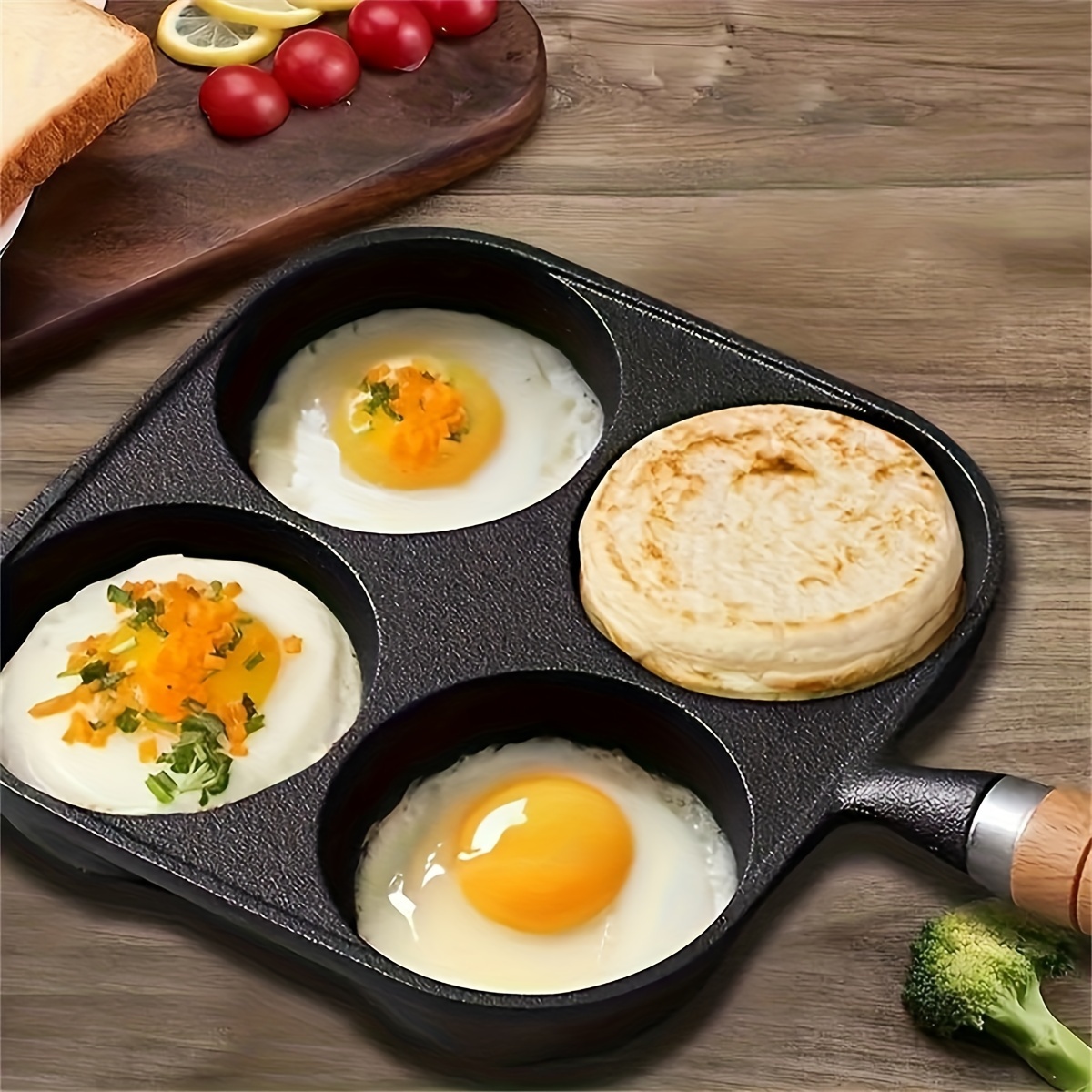 4 Holes Cast Iron Deep Egg Burger Omelet Pan China