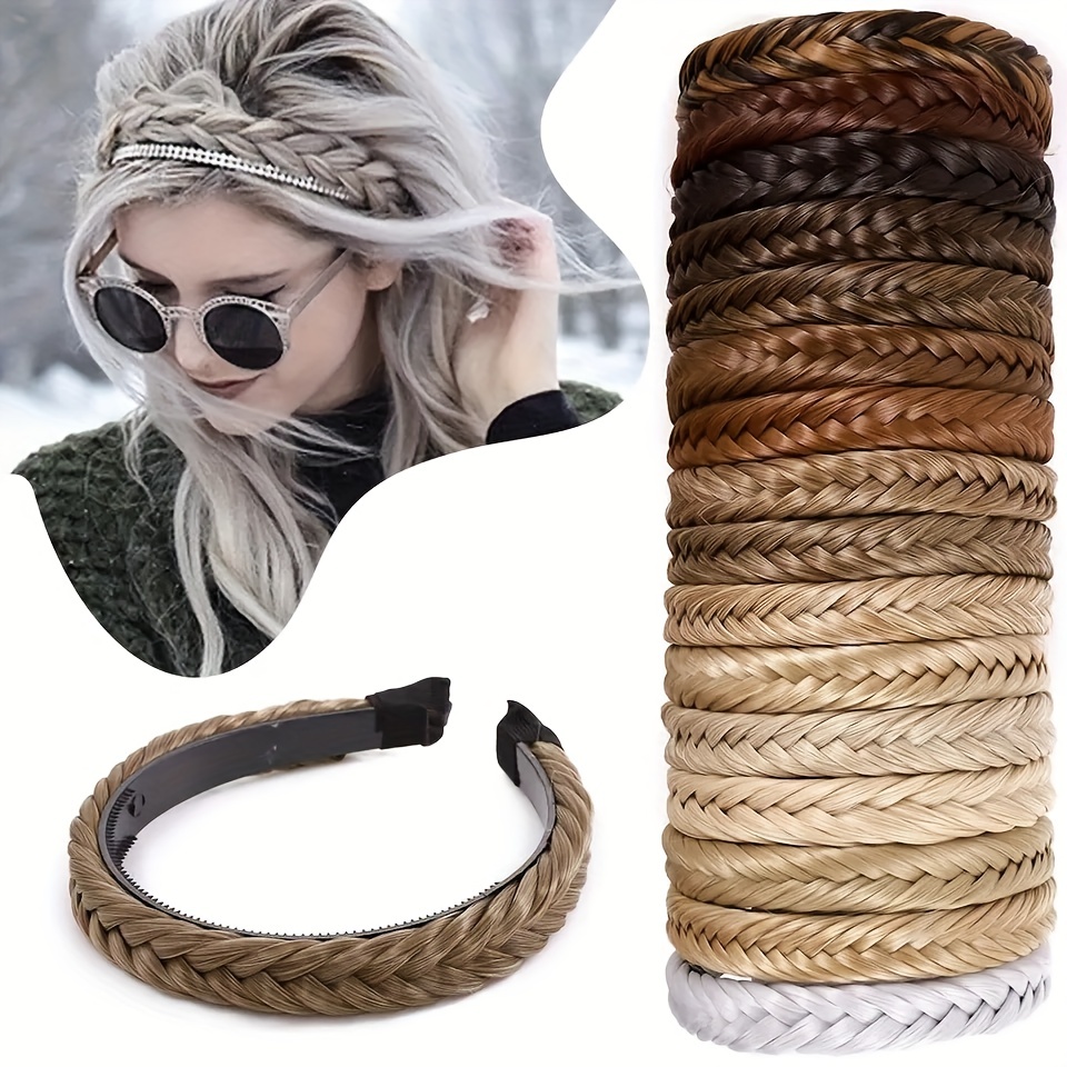 1pc Synthetic Braided Hair Band With Bangs