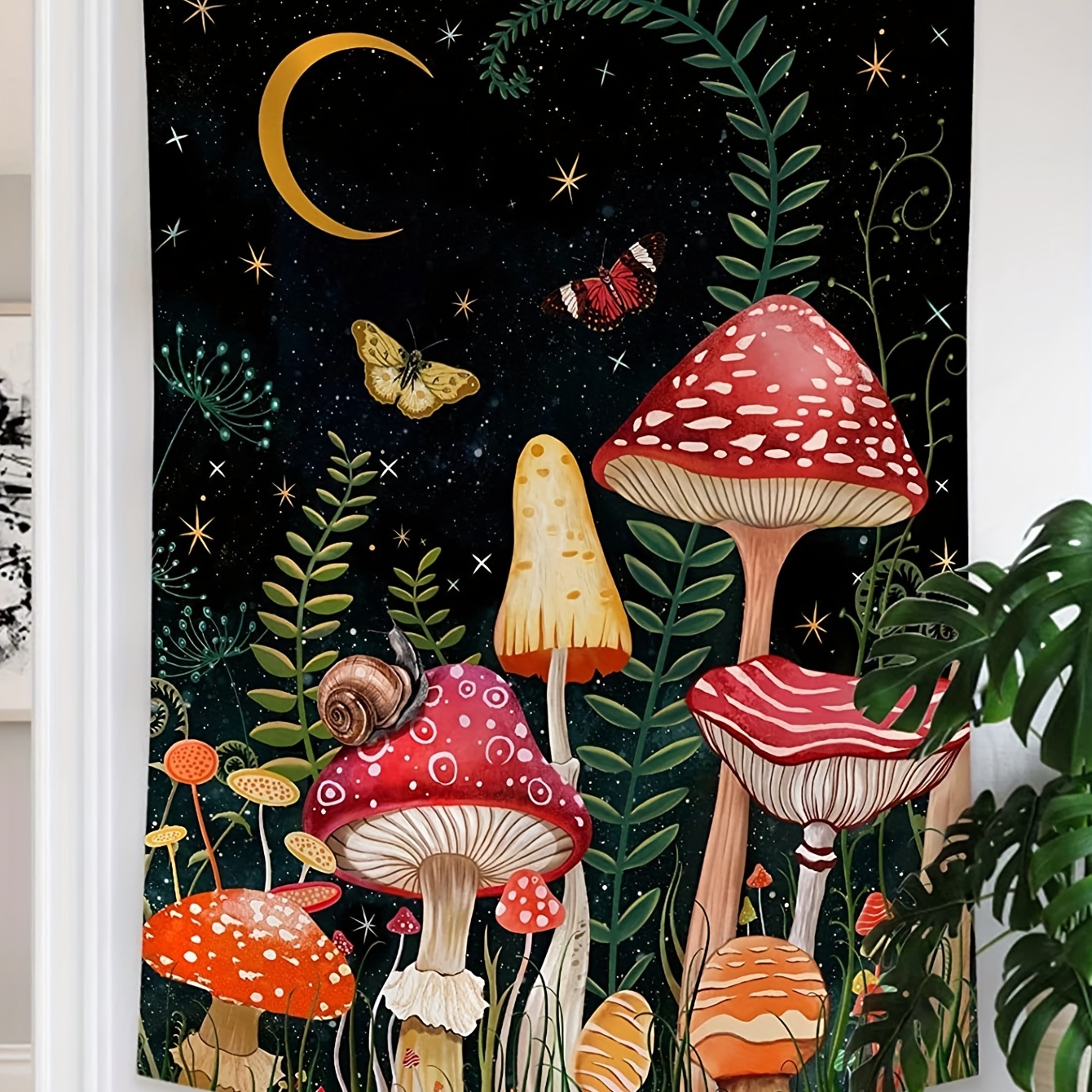 1pc Mushroom Botanical Tapestry Polyester Tapestry Wall Hanging ...