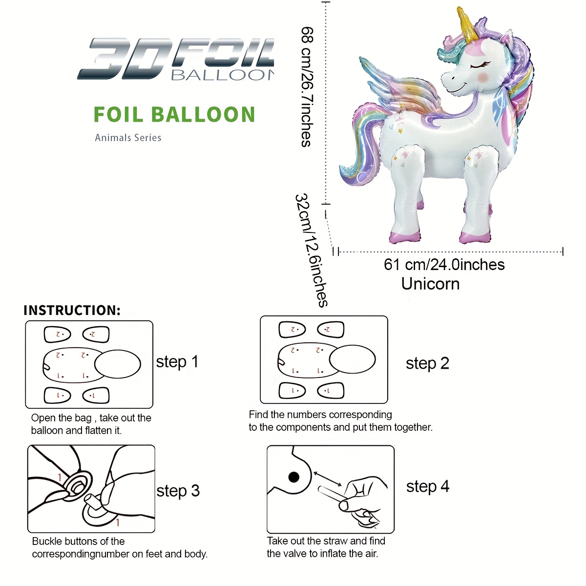 Set di 5 Palloncini per Festa di Compleanno UNICORN