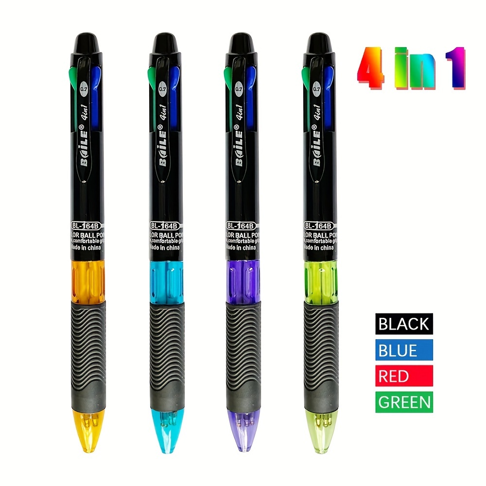 

4pcs/set Creative 4 In 1 Multicolour Ballpoint Pen 0.7mm Black Blue Red Green Ball Pen Office School Marking Pen Cute Stationery