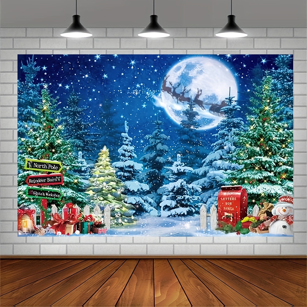 Christmas Tapestry Snowflakes Santa Claus Winter Night Hanging