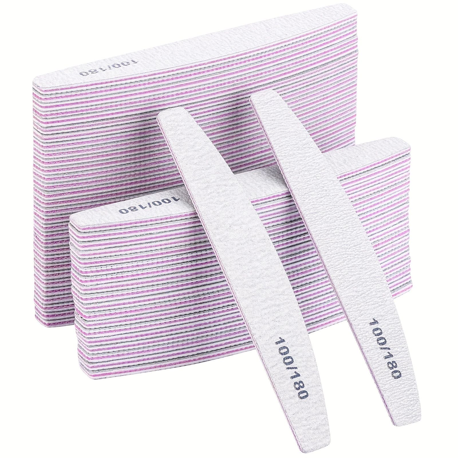 

10/25/50 Pcs, 100/180 Grits Nail File Buffers, Professional Resuable Manicure Tool, Double Sided Files For Acrylic Nails