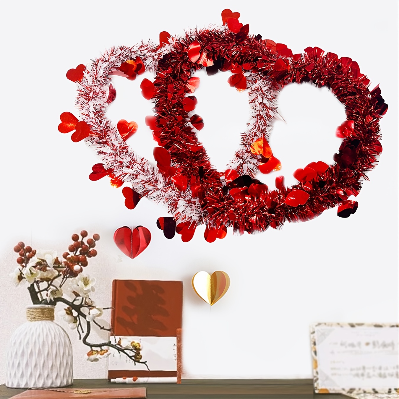 Venta caliente Decoraciones para el día de San Valentín Puerta Colgante de  pared Regalo Día de San Valentín Corazón Colgante Anillo de flores Día de S