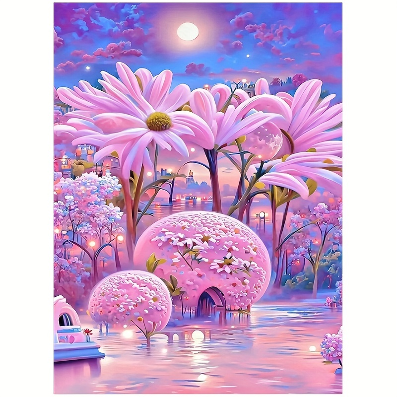 5d Artificial Diamond Painting Set With Colorful Trees - Temu