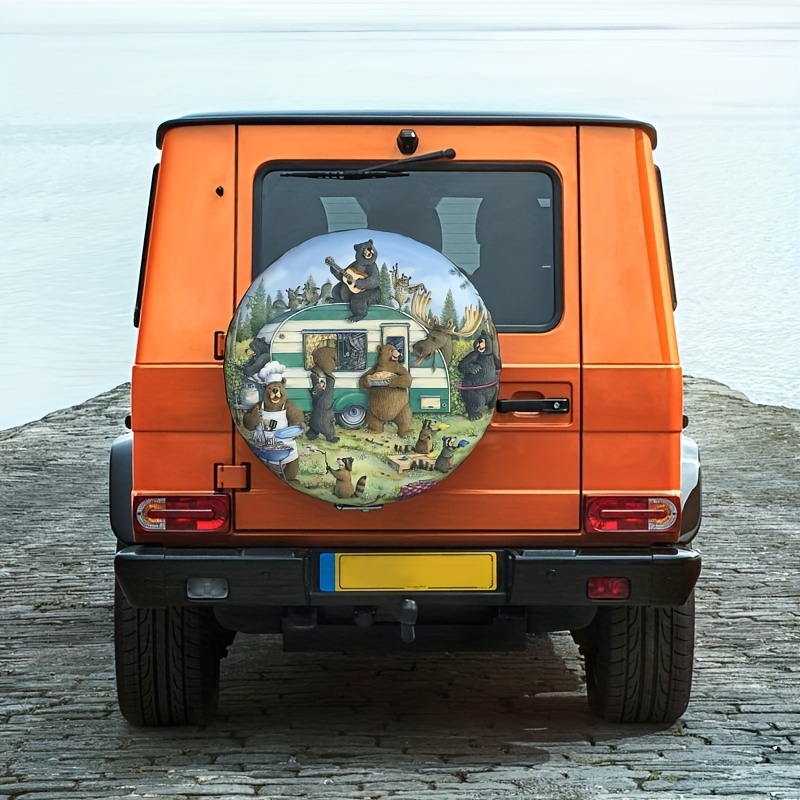 Forest Bear Amusement Park Printed Spare Tire Cover, Dustproof, Waterproof  And Dustproof Wheel Tire Cover, Suitable For Trailers, Rvs, Suvs Temu