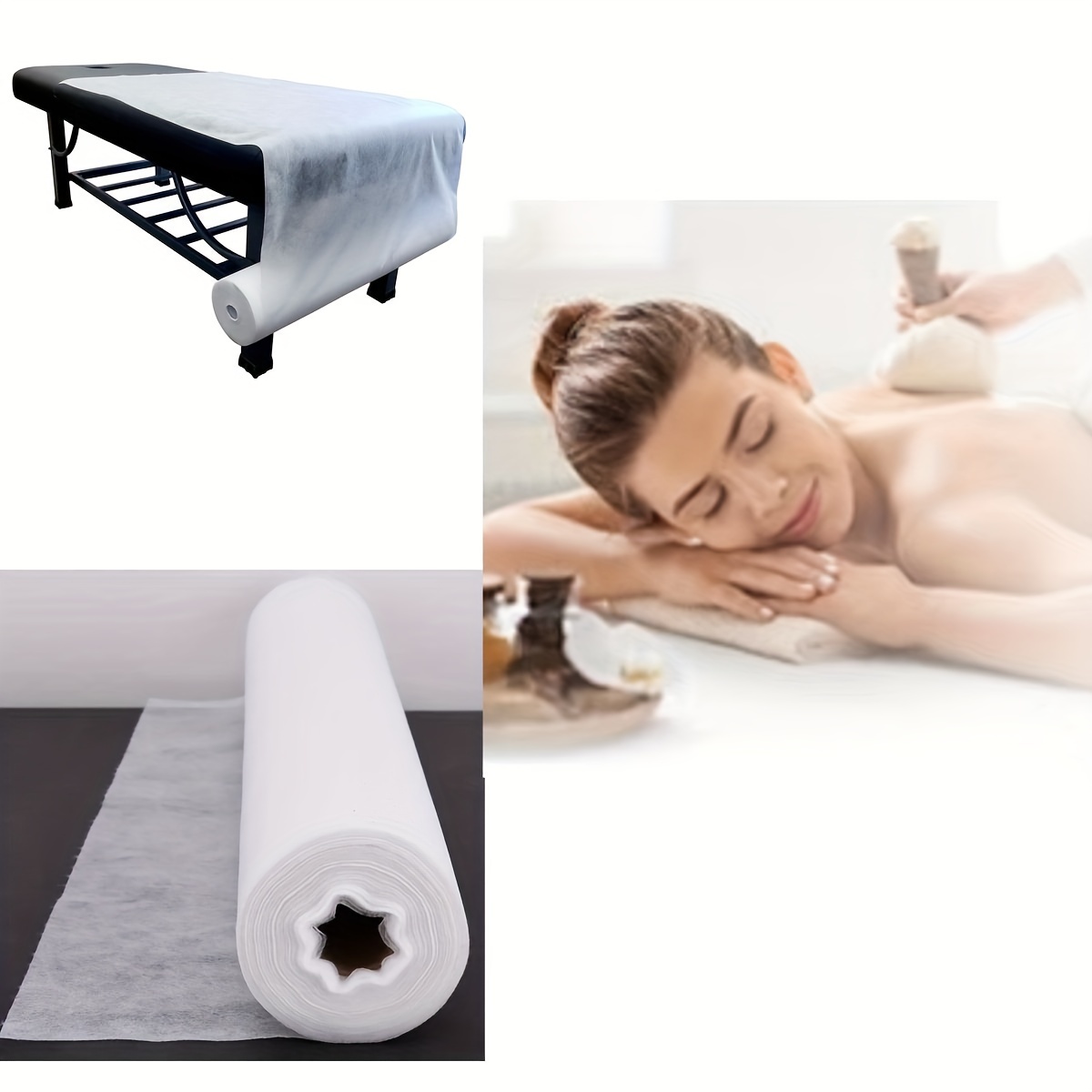 

50pcs Disposable Spa Massage Mattress Sheets, Non-woven Headrest Paper Sheets For Massage Table, Beauty Salon Massage Table Bed Cover